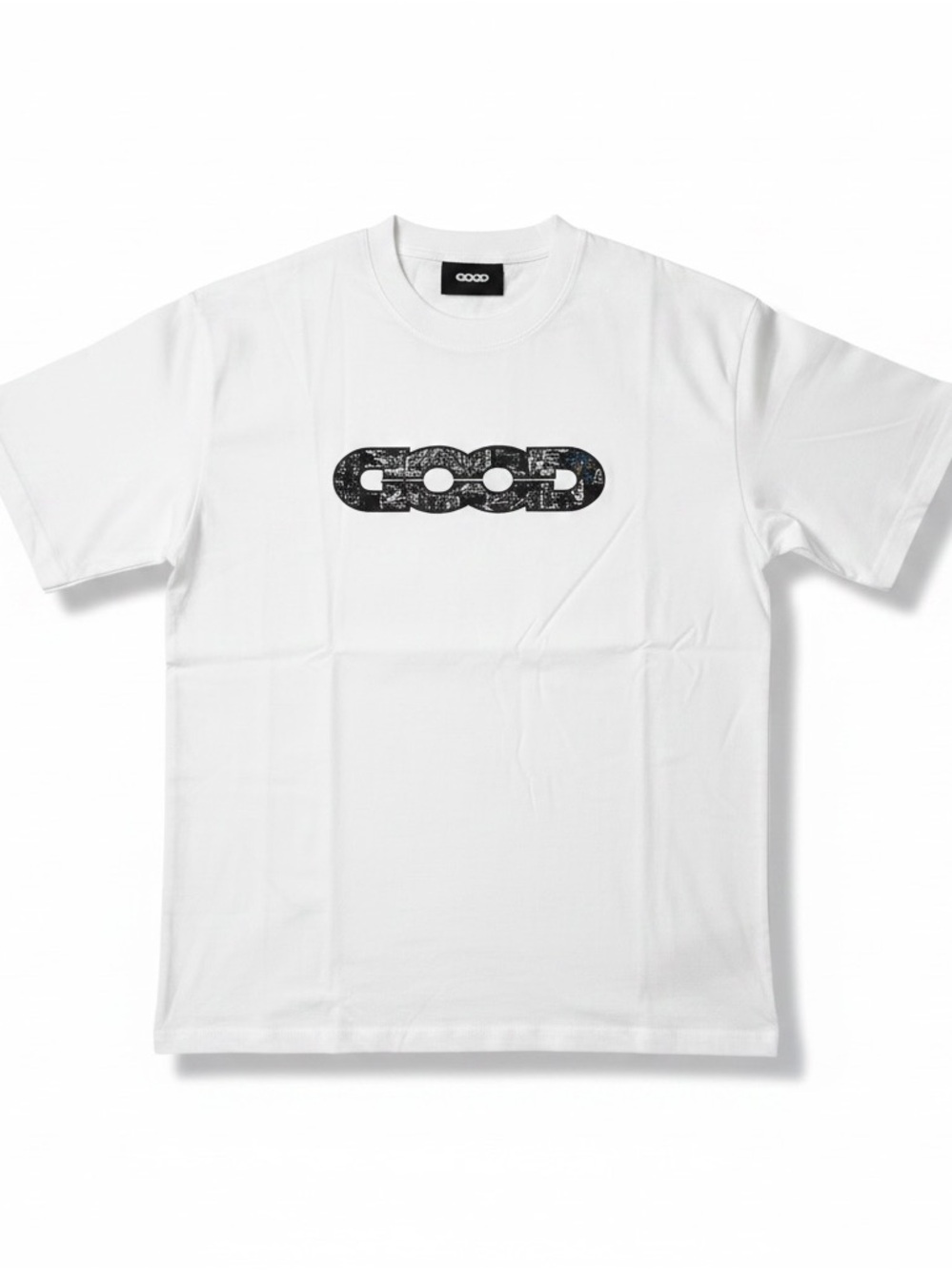 Good American White T-Shirt with Black Distressed Logo